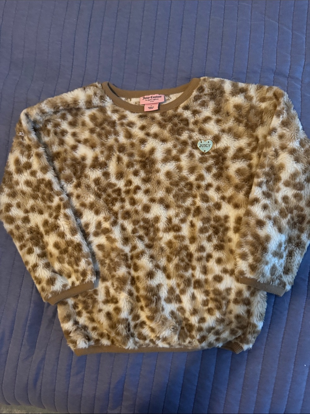 Juicy Couture Girls' Leopard Faux-Fur Pullover - Brown/White